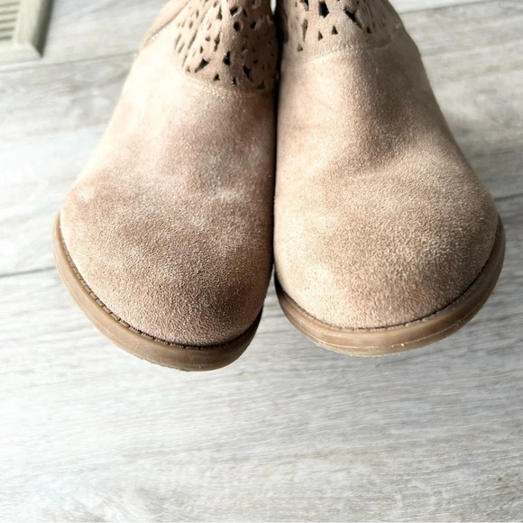 Jessica Simpson Tan Laser Cut Genuine Leather Suede Bootie - Picture 5 of 16